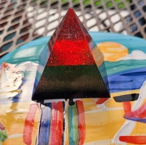 Handmade resin small pyramid with red heart